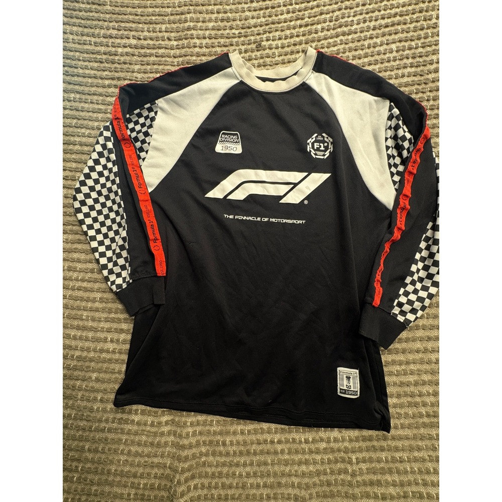 Formula 1 F1 Racing Jersey Long Sleeve Shirt Black White Red Unisex SM